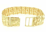 Men's 10k Yellow Gold Solid Nugget Bracelet Link 8-8.5" 21.5mm 59-60 grams