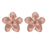 14k Rose Gold Hawaiian Plumeria Flower Earrings Small - Small
