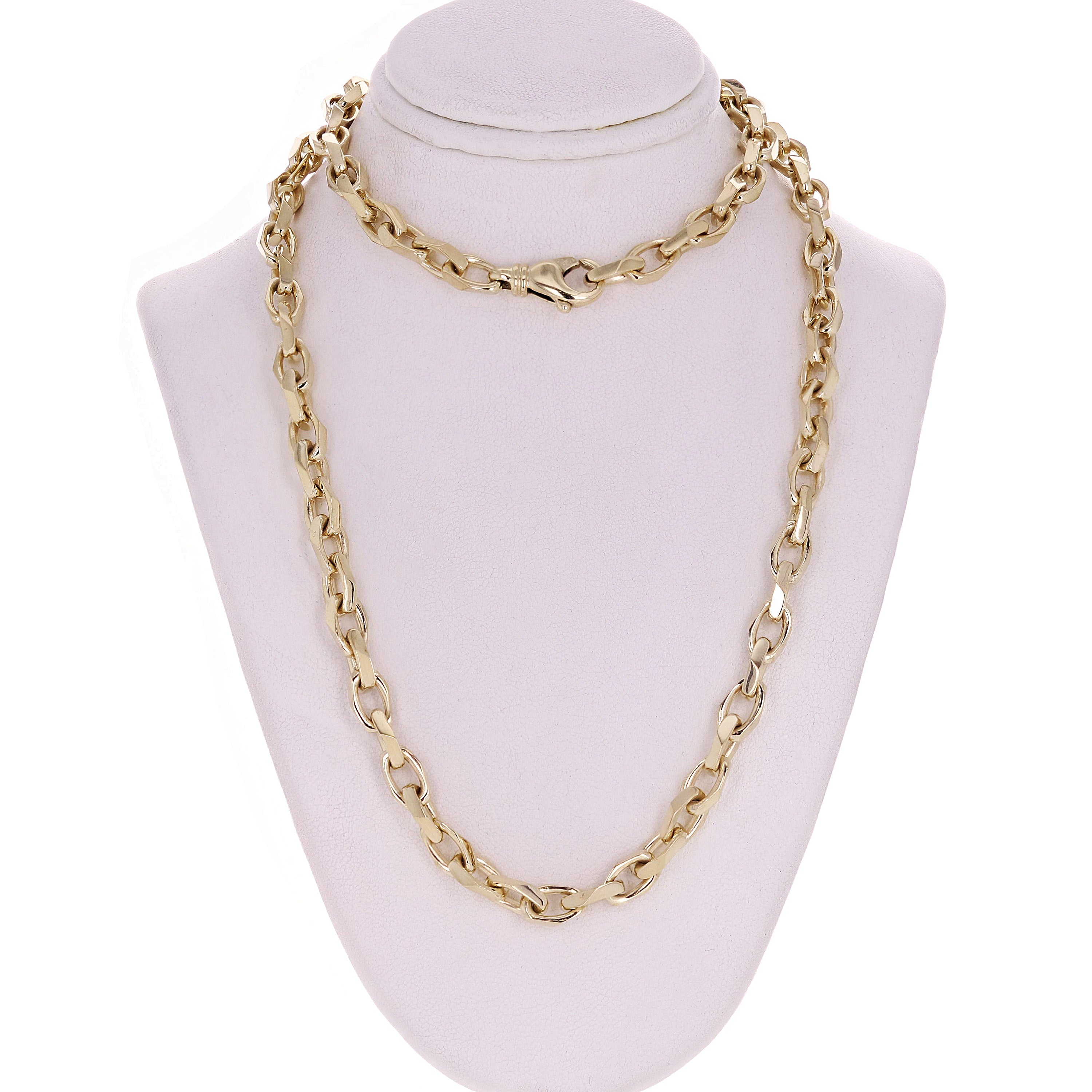 10k Yellow Gold Solid Handmade Beveled Anchor Chain Necklace 20" 6.7mm 61 grmas - 20" 61 grams