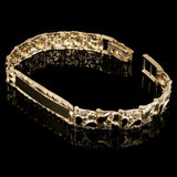 14k Yellow Gold Solid Nugget ID Bracelet 7" - 9" 9.8mm
