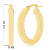 Italian 14k Yellow Gold Polished Hollow Square Tube Oval Hoop Earrings