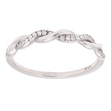 14k White Gold Diamond Pave Entwined Twist Stacking Ring - White