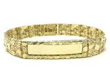 14k Yellow Gold Nugget ID Bracelet Adjustable 8"- 8.5" 13mm 33.9 grams