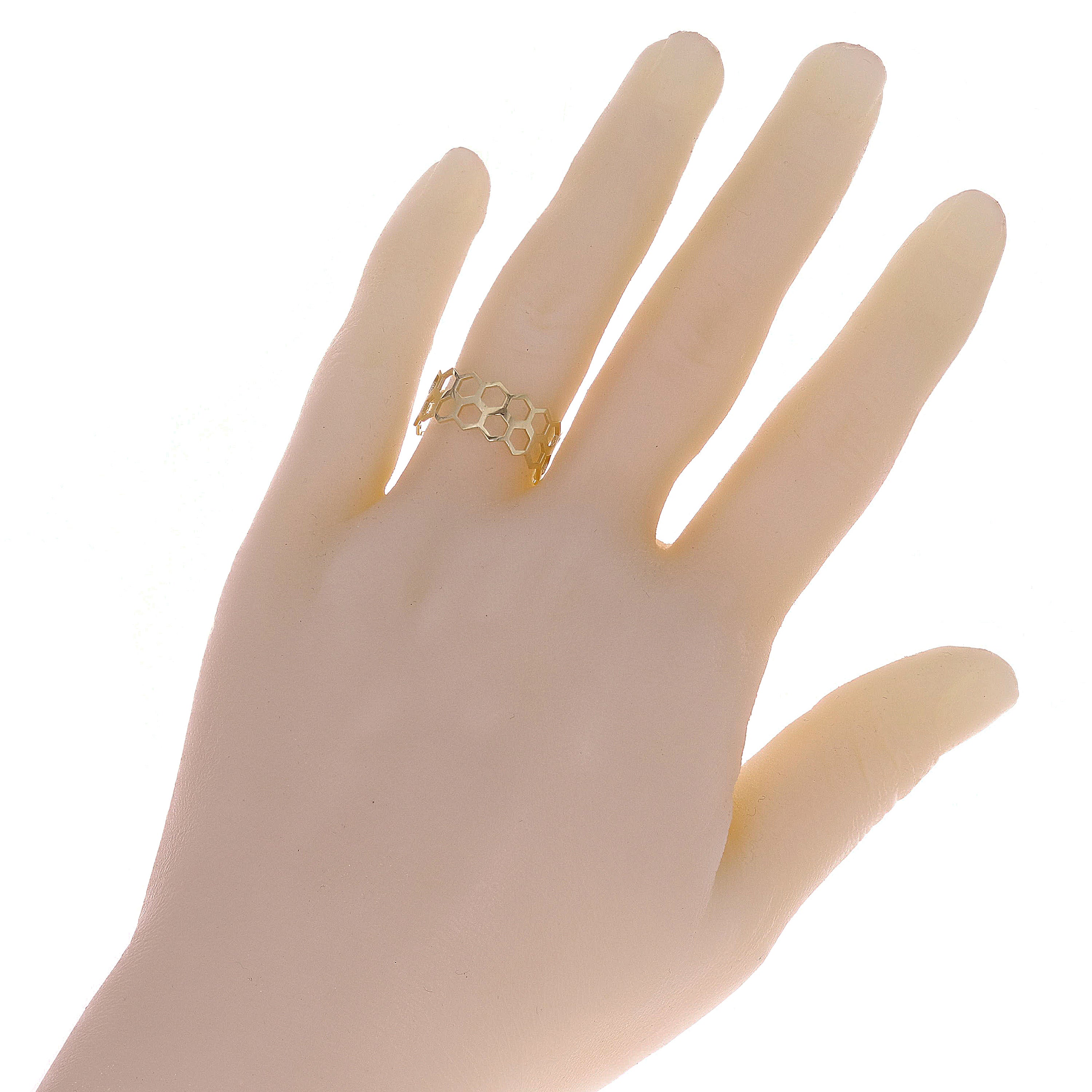 14k Yellow Gold Honeycomb Stackable Ring 8.5mm Size 7.5 1.7 grams