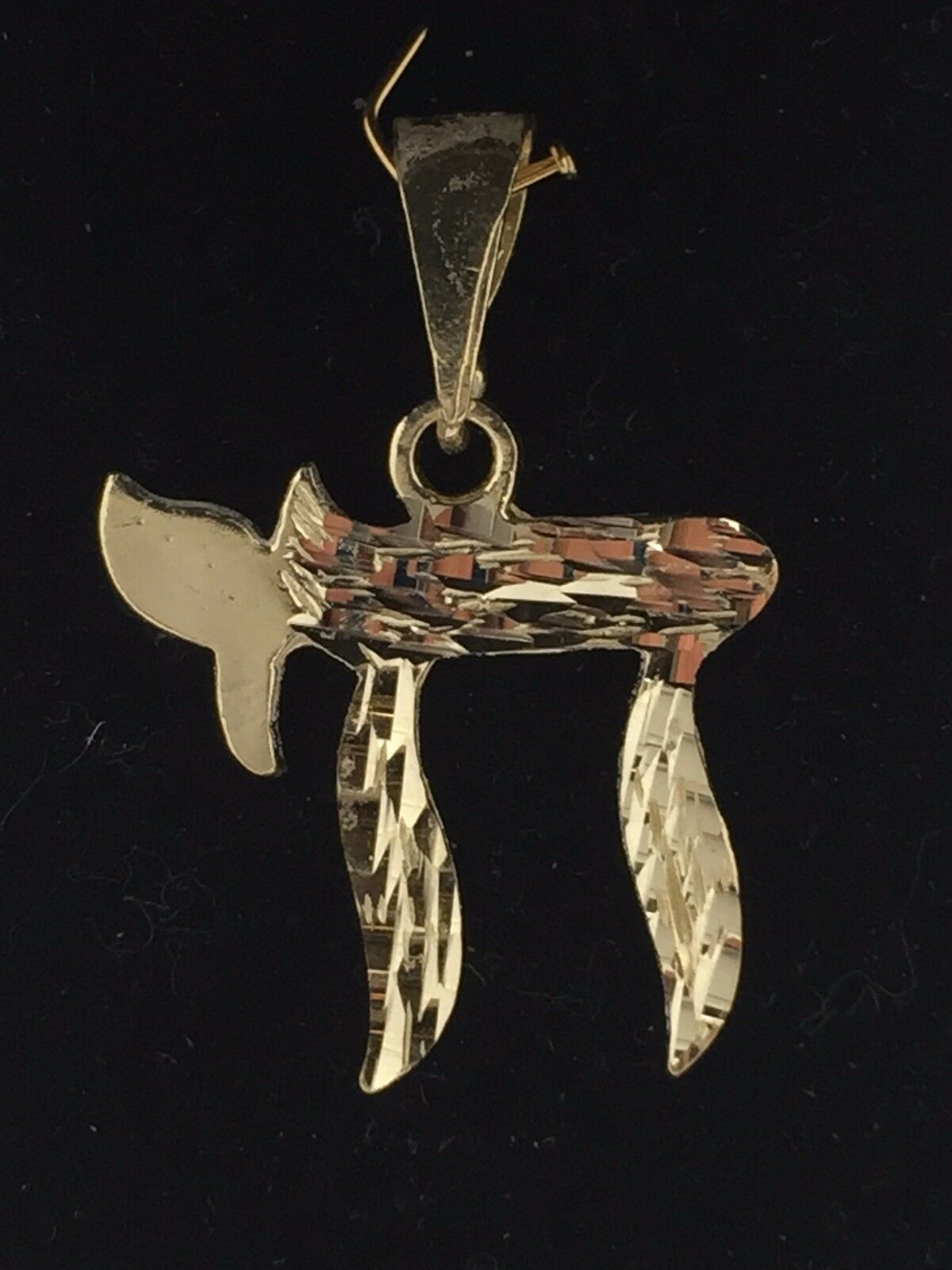 14k Yellow Gold Hebrew Symbol to Life Jewish Chai Charm Pendant 1.25" 3.6 grams - Big