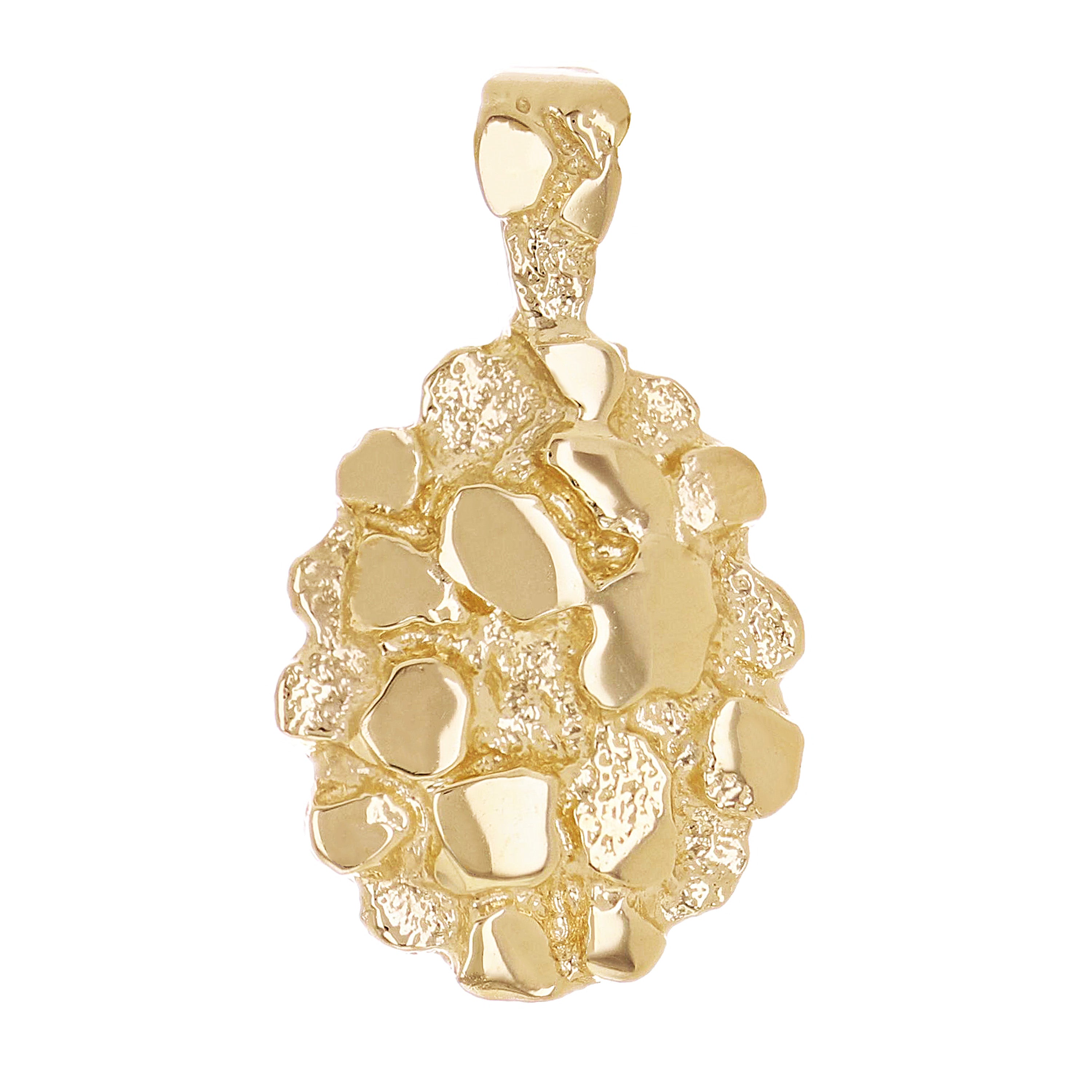 10k Yellow Gold Solid Oval Nugget Charm Pendant 1" 4 grams