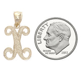 14k Yellow Gold Initial Letter X Alphabet Charm Pendant - Letter X,Yellow