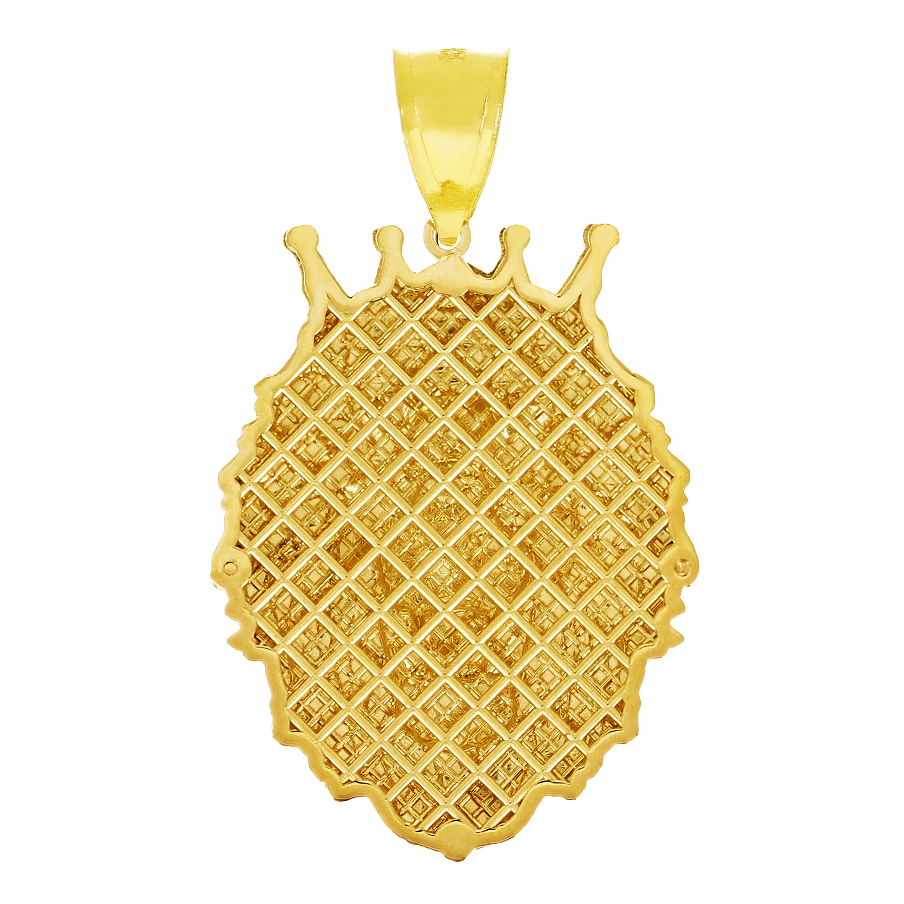 14k Yellow Gold Solid Diamond Cut Lion Head Pendant 2.2" 13.3 grams