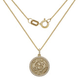 14k Yellow White or Rose Gold Diamond PISCES Zodiac Sign Pendant Necklace 18" - Pisces,Yellow