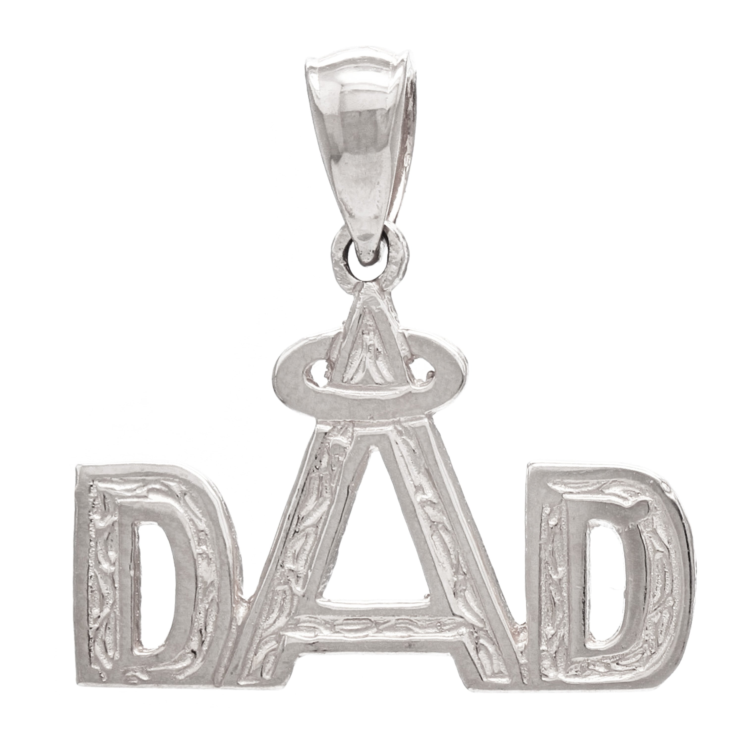 14k White Gold Solid Father's Day Daddy DAD Charm Pendant 1.3 grams - White