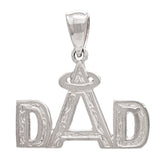 14k White Gold Solid Father's Day Daddy DAD Charm Pendant 1.3 grams - White