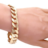 14k Yellow Gold Solid Flat Cuban Curb Chain Bracelet 7" 15.4mm 46.7 grams - 7"
