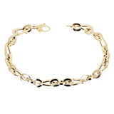 Italian 14k Yellow Gold Hollow Oval Link Bracelet 7.75" 7.5mm 4.7 grams