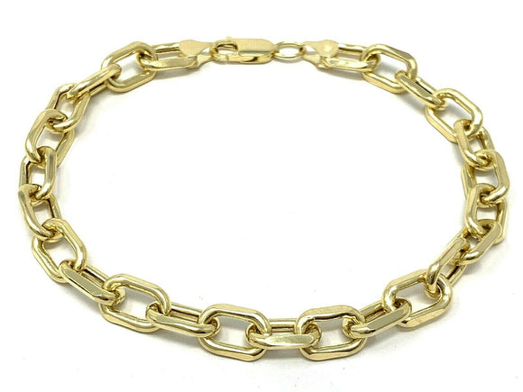 10k Yellow Gold Hollow Anchor Chain Bracelet 9.25