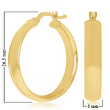 Italian 14k Yellow Gold Hollow Rounded Flat Tube Earrings 1" 5mm 2.1 grams