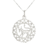 14k White Gold Zodiac Sign Taurus Pendant Necklace 18" - Taurus,White