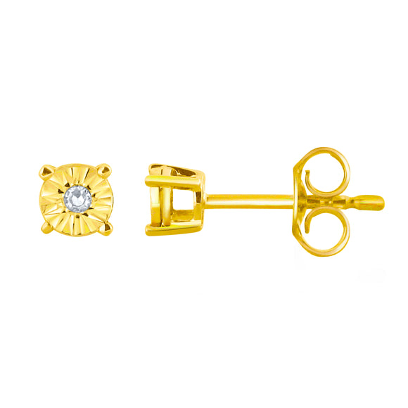 10k Yellow or White Gold 4-Prong 2 Point Diamond Stud Earrings