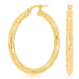 Italian 14k Yellow Gold Faceted 3mm 1" Diameter Round Hoop Earrings 2.5 grams