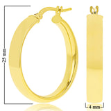 Italian 14k Yellow Gold Rounded Flat Tube Small Hollow Hoop Earrings 1" 2.2 grams - Yellow 2.2 grams