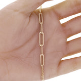 Italian 14k Yellow Gold Gold Paper Clip Link Rolo Chain Bracelet 7.5" 3 grams