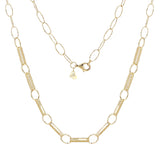 Italian 14k Yellow Gold Paper Link Chain Necklace Bracelet & Earrings Set 15.1 g