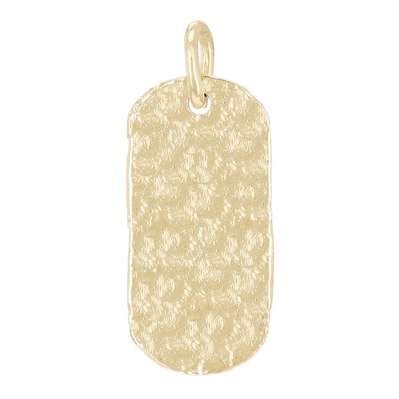 14k Yellow Gold Hammered Finish Dog Tag  Pendant 17 mm 7.5 grams - Yellow