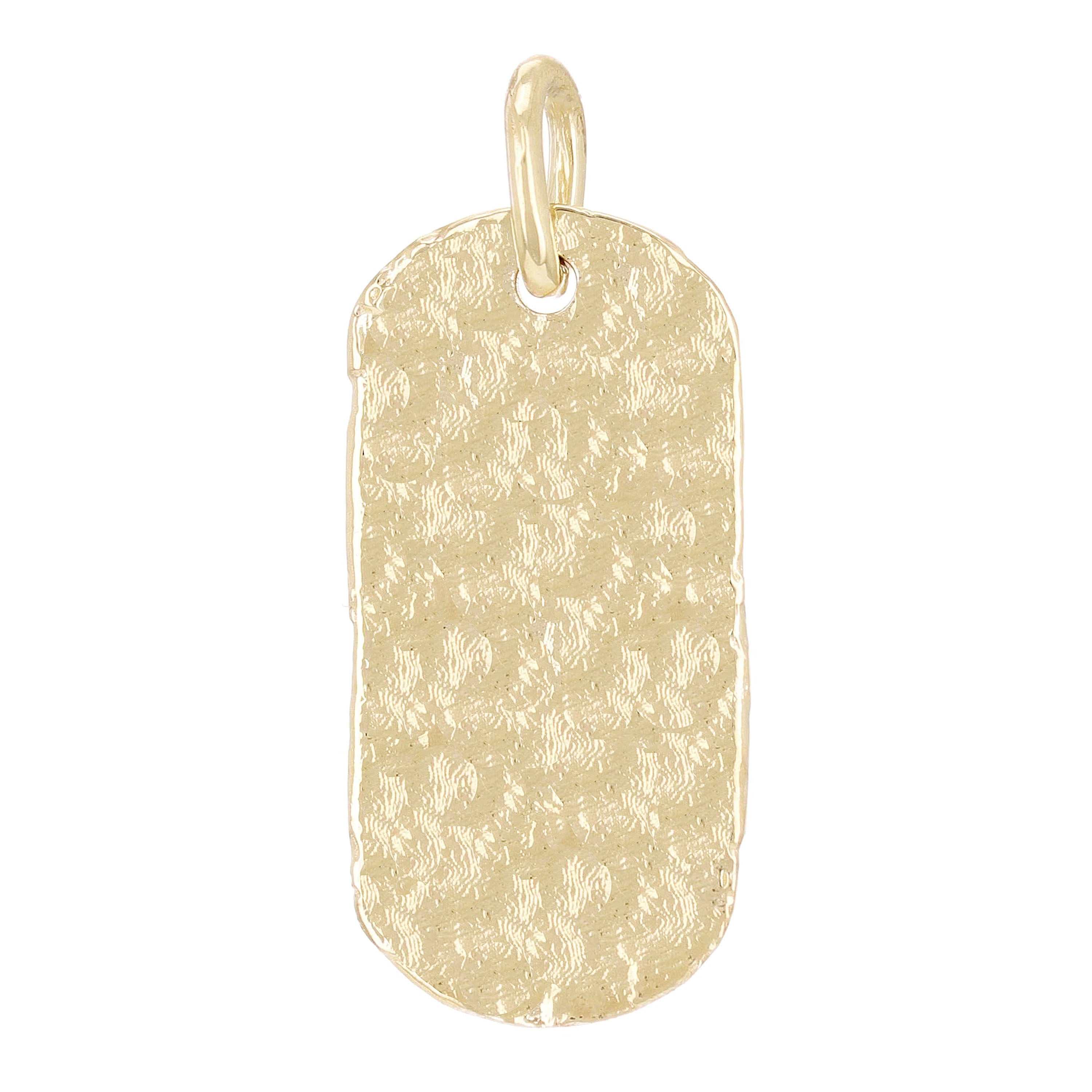 10k Yellow Gold Hammered Finish Dog Tag Charm Pendant 1.6" 7 grams - Yellow