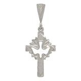 14k White Gold Dove Cross Charm Pendant 1.3" 1.5 grams