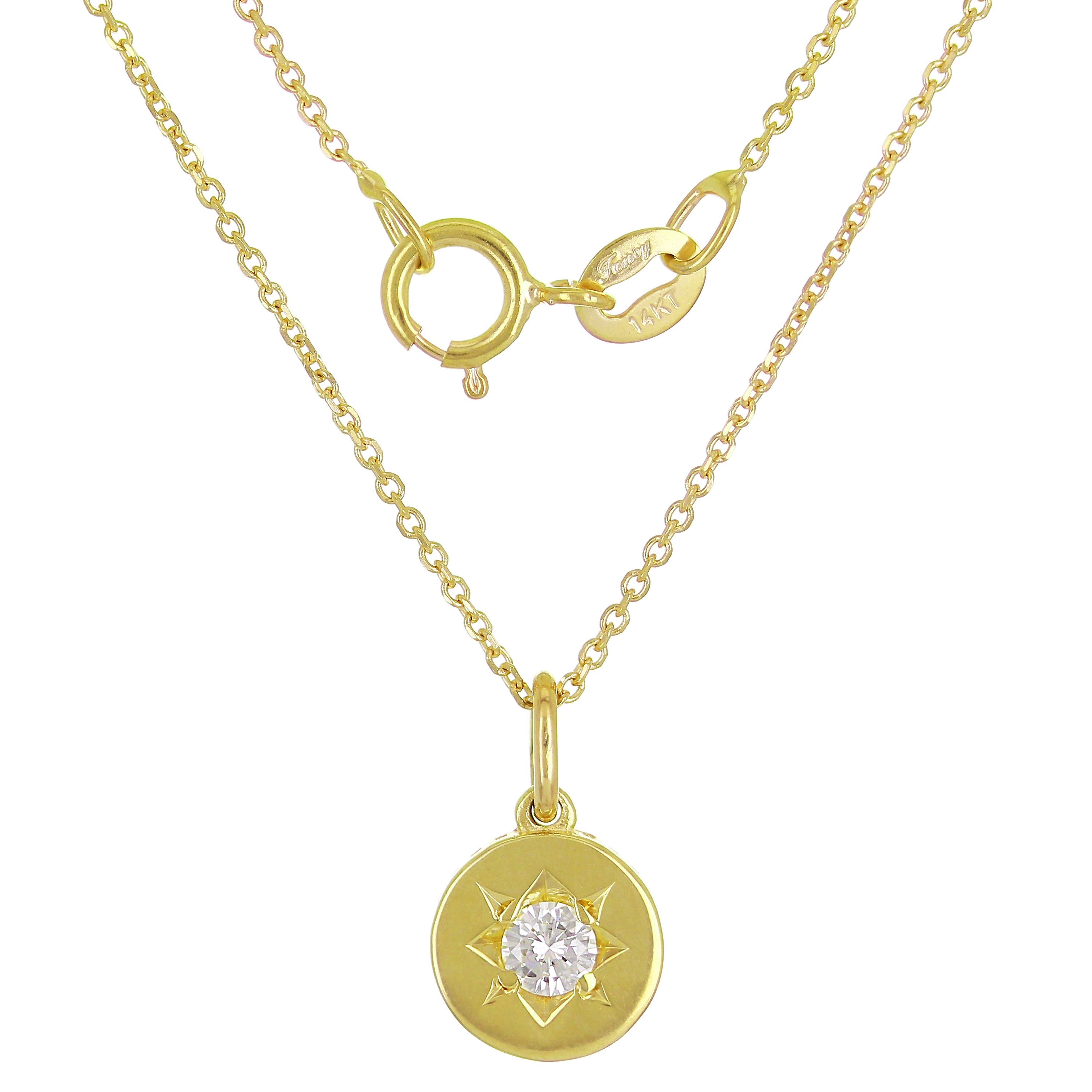 14k Yellow White or Rose Gold Diamond North Star Charm Pendant