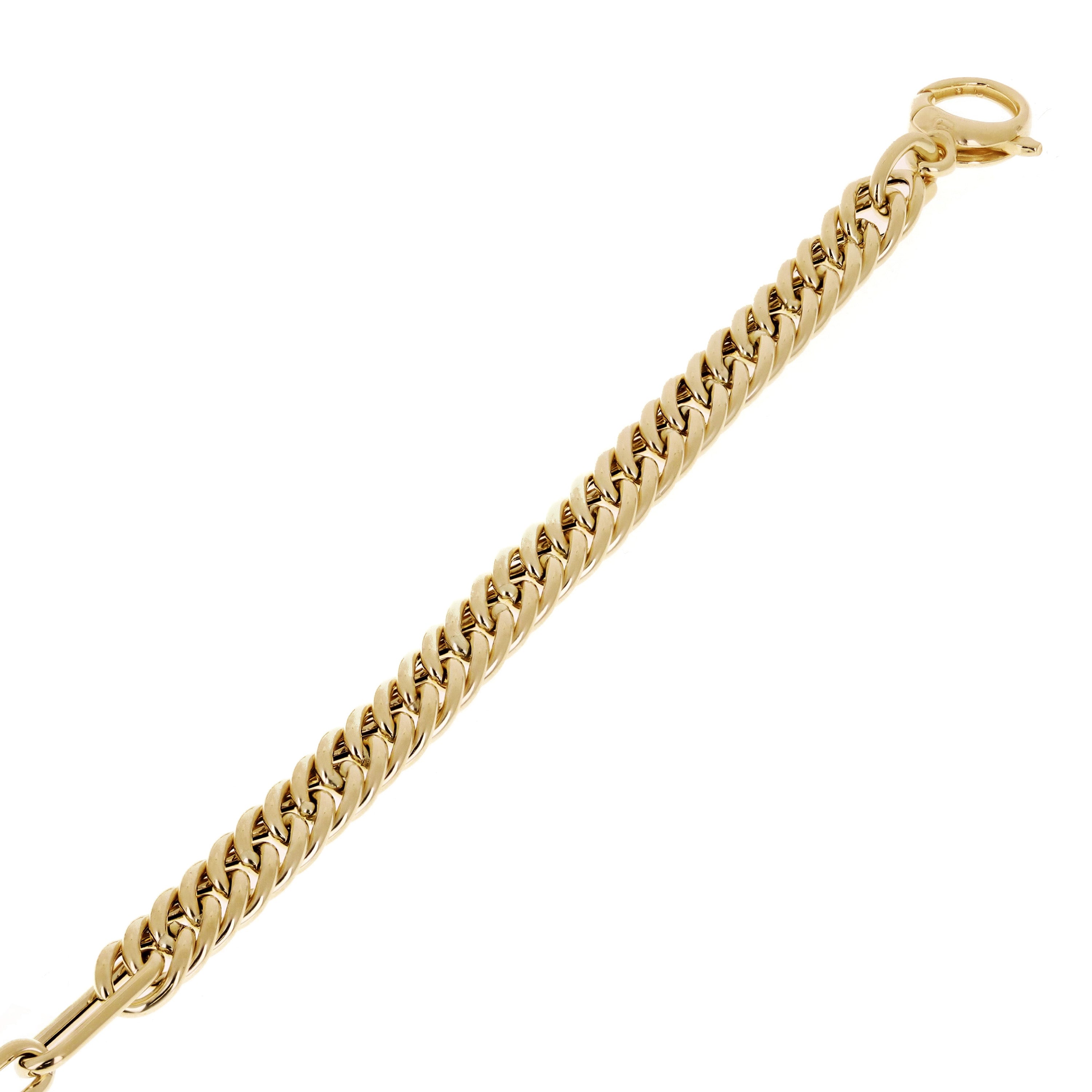 Italian 14k Yellow Gold Hollow Cuban & Paper Clip Chain Bracelet 7.5" 5.4mm 3.3g