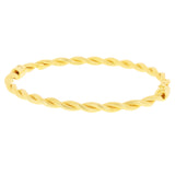Italian 14k Yellow Gold Hollow Twisted Rope Bangle Bracelet 7" 4mm 4.1 grams