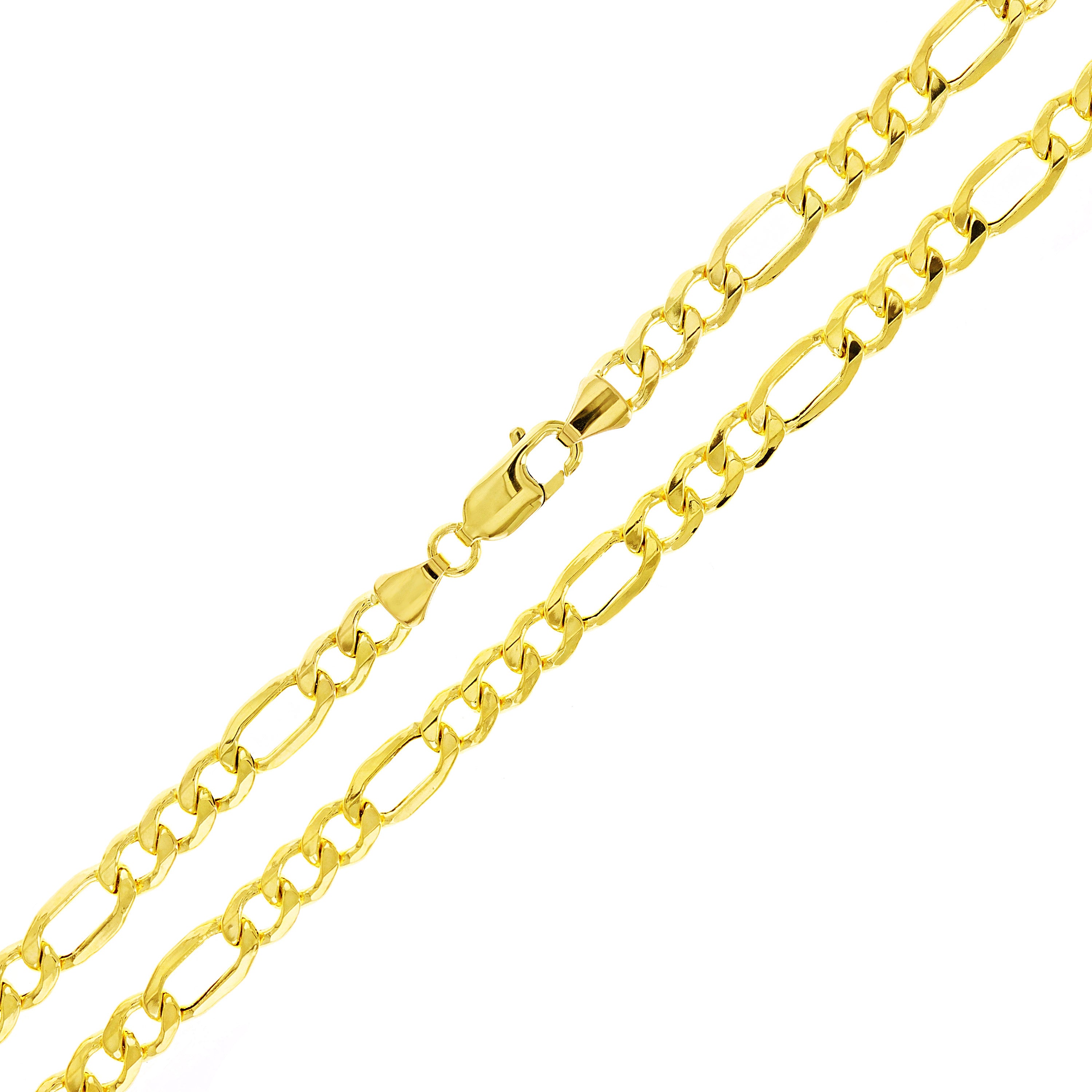 Men's Italian 10k Yellow Gold Hollow Figaro Chain Necklace 22" 6mm 11.7 grams - 22" 11.7 grams