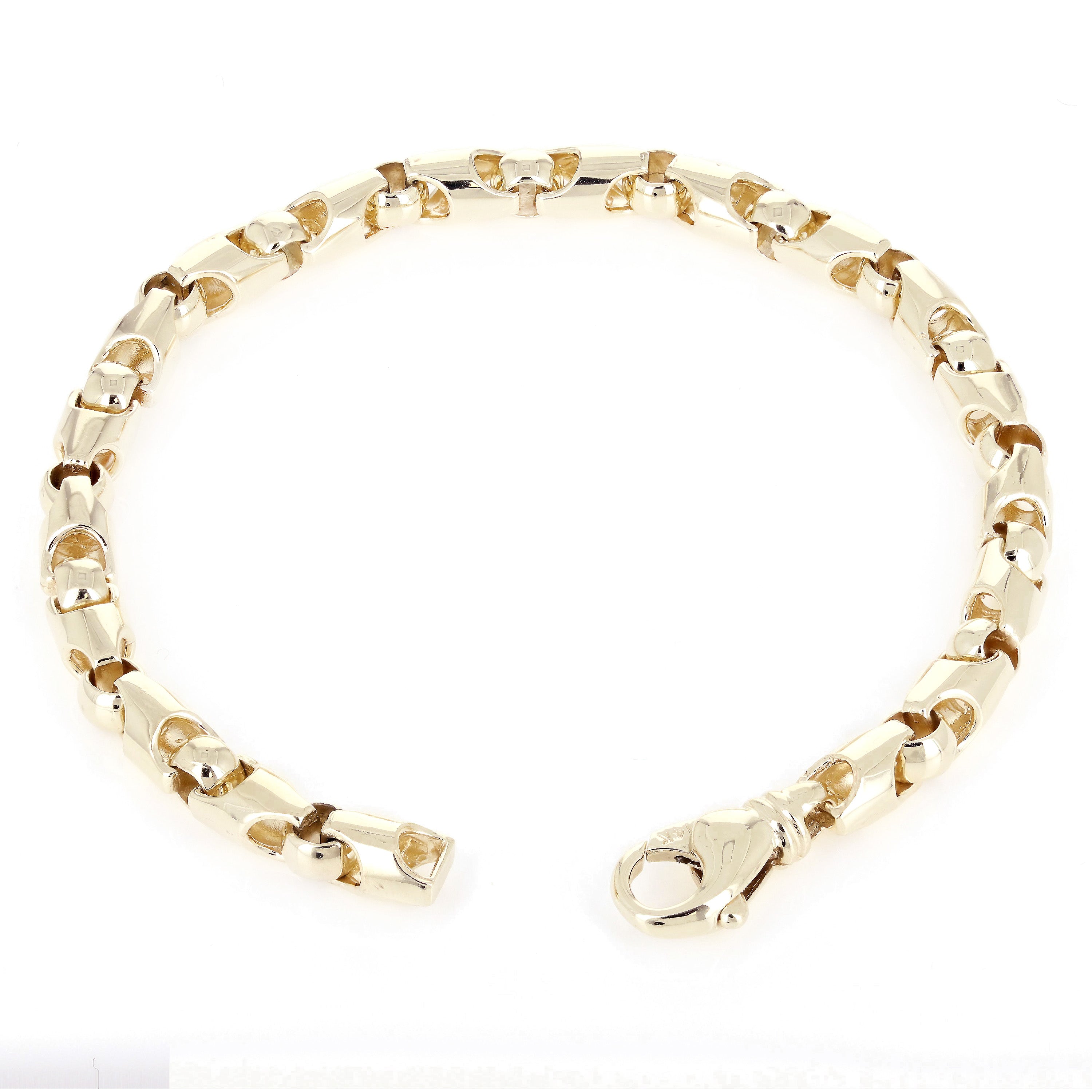 14k Yellow Gold Solid Handmade Bullet Style Link Chain Bracelet 7" 6mm 25.2grams - Yellow,7" 25.2 grams