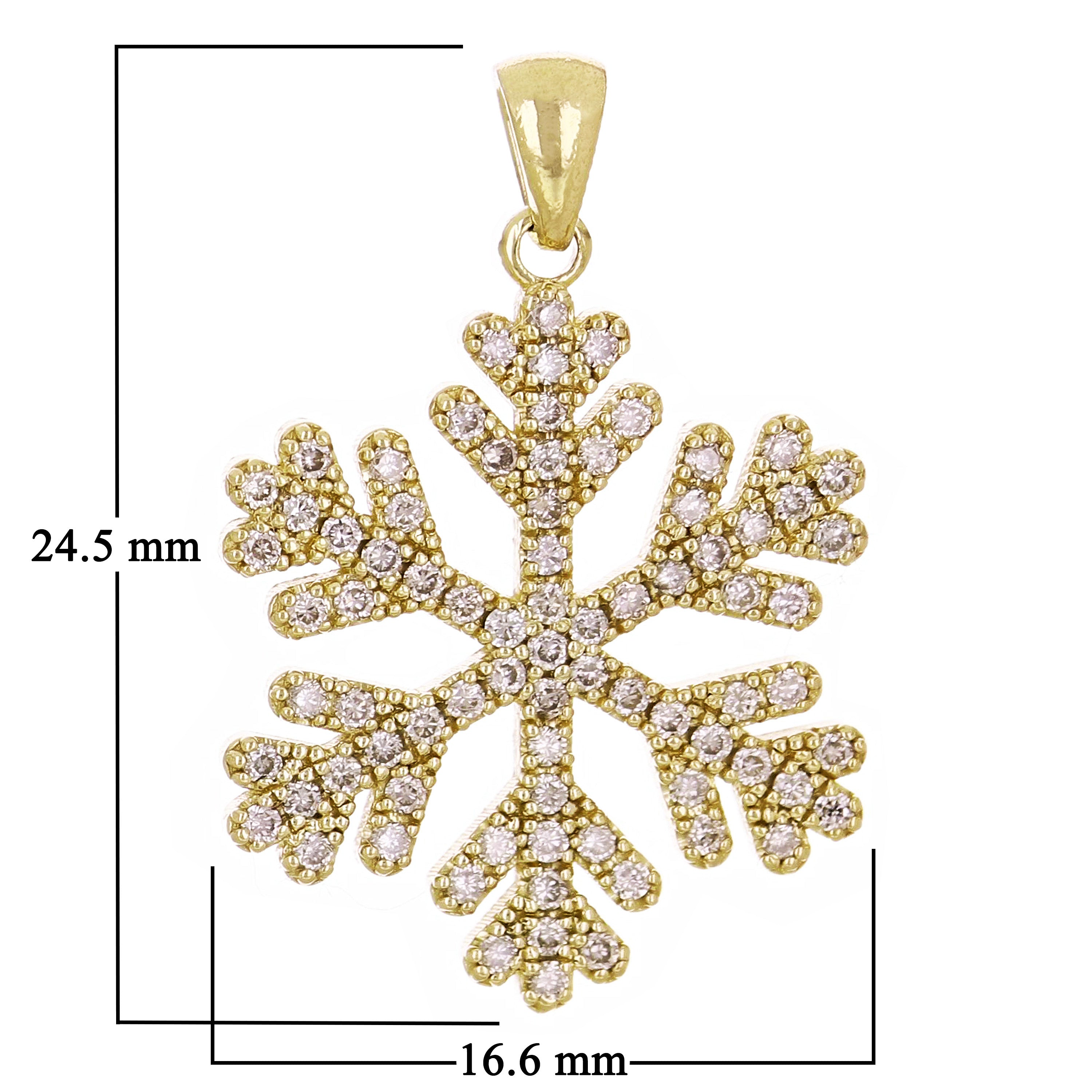 14k Yellow or White Gold 0.50ctw Diamond Snowflake Pendant