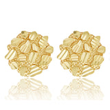 10k Yellow Gold Diamond Cut Round Nugget Stud Earrings 12mmx11.5mm 1.6 grams