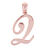 14k Rose Gold Initial Letter Q Alphabet Charm Pendant - Letter Q,Rose