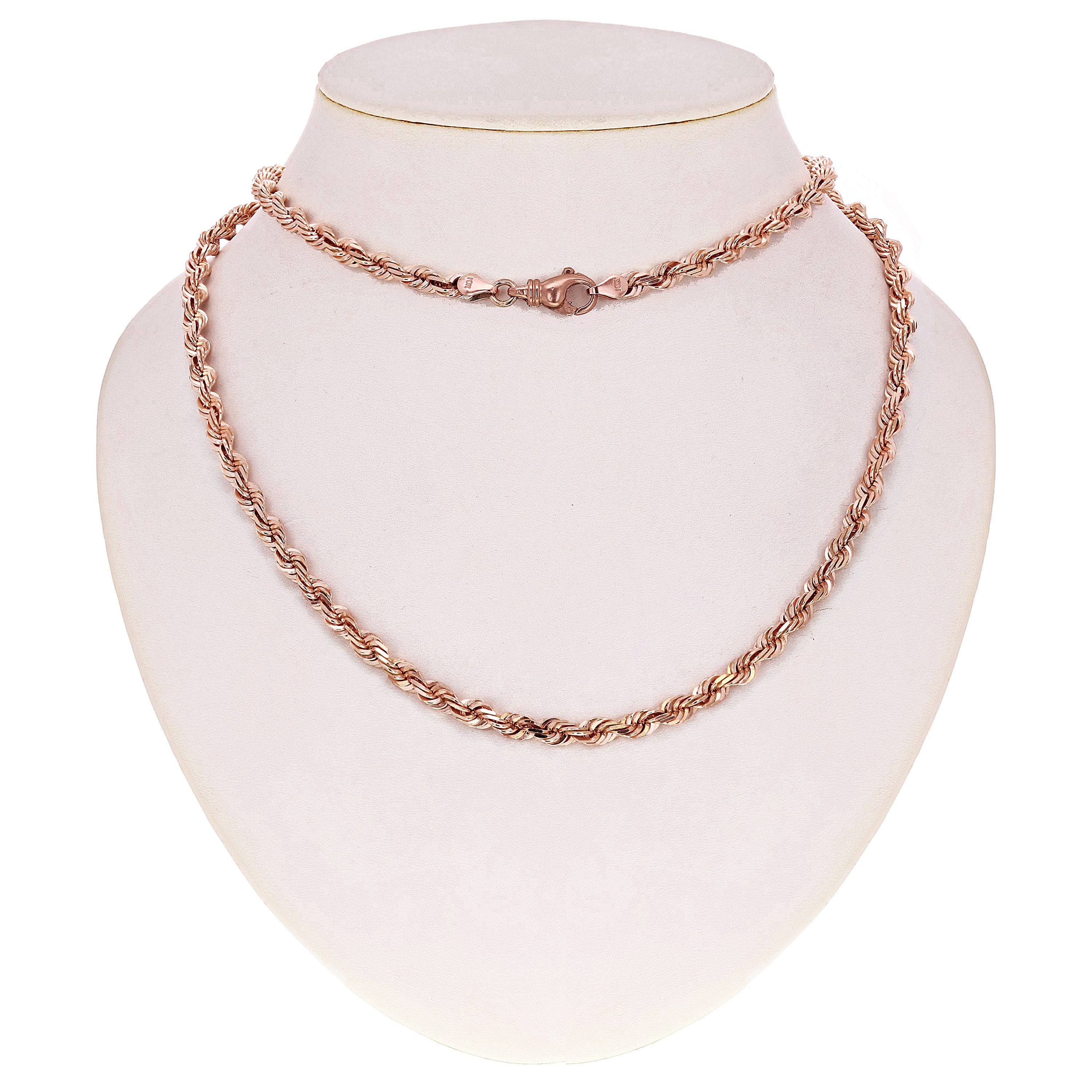 Men's Solid 10k Rose Gold Diamond Cut Rope Chain Necklace 22" 6mm 52.9 grams - 22"