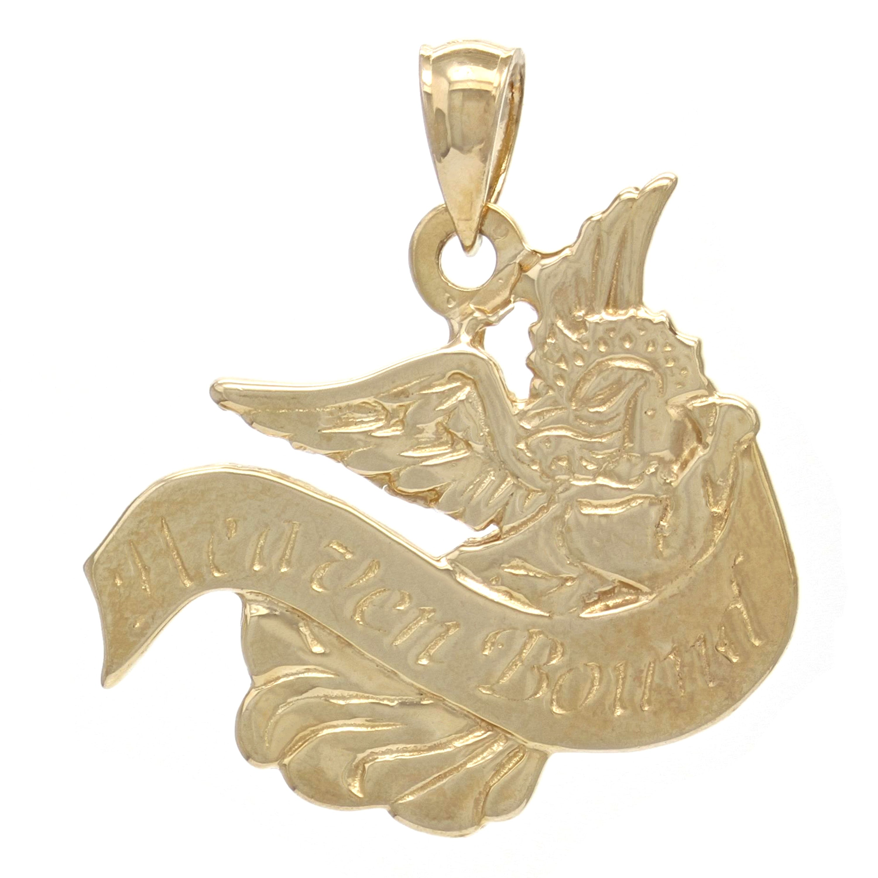 14k Yellow Gold Solid "Heaven Bound" Guardian Angel Charm Pendant 5.2grams - Yellow