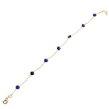 Italian 14k Yellow Gold Enamel Evil Eye Station Bracelet 7.75" 4.4mm 1.2 grams - 7 Eyes