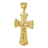 14k Yellow Gold 3D Diamond Cut Jesus Christ Crucifix Cross Pendant 2.7" 12.3gram