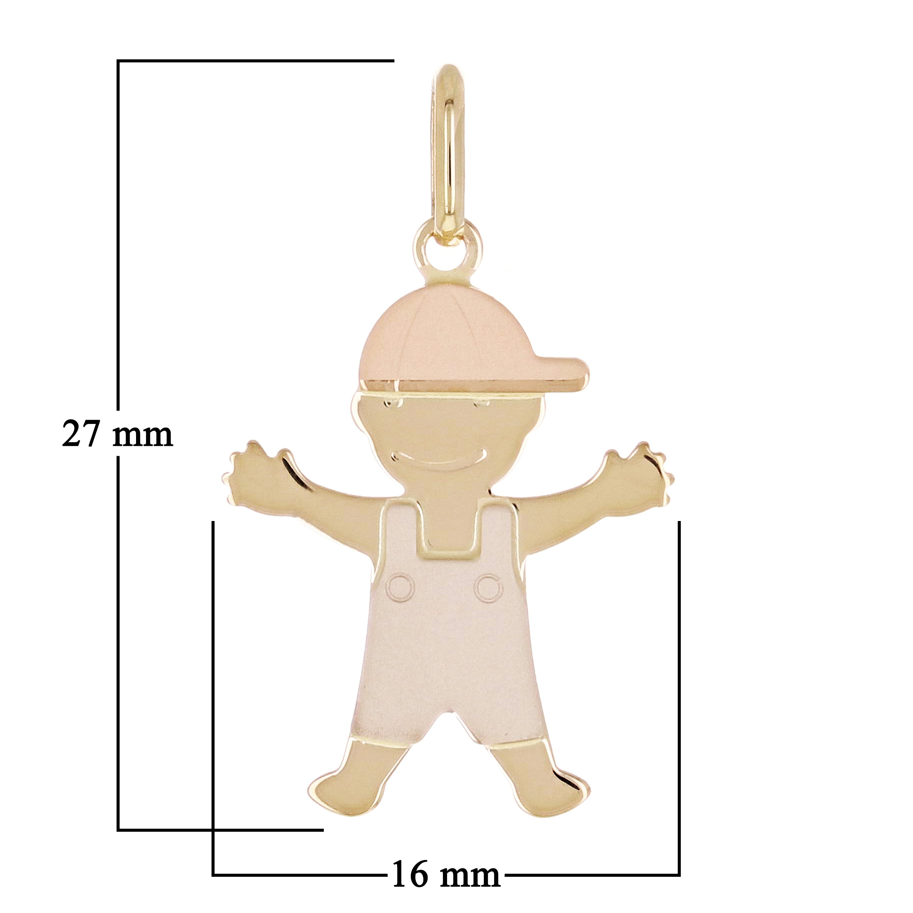 Italian 14k Tri-Color Gold Baby Boy Charm Pendant 1" 1.1 grams