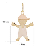 Italian 14k Tri-Color Gold Baby Boy Charm Pendant 1" 1.1 grams