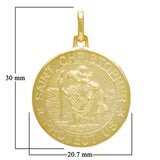 Italian 14k Yellow Gold Saint Christopher Protect Us Charm Pendant 1.2" 4.4grams