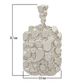 10k White Gold Solid Big Chunky Rectangle Nugget Pendant 1.4" 8.6 grams - White