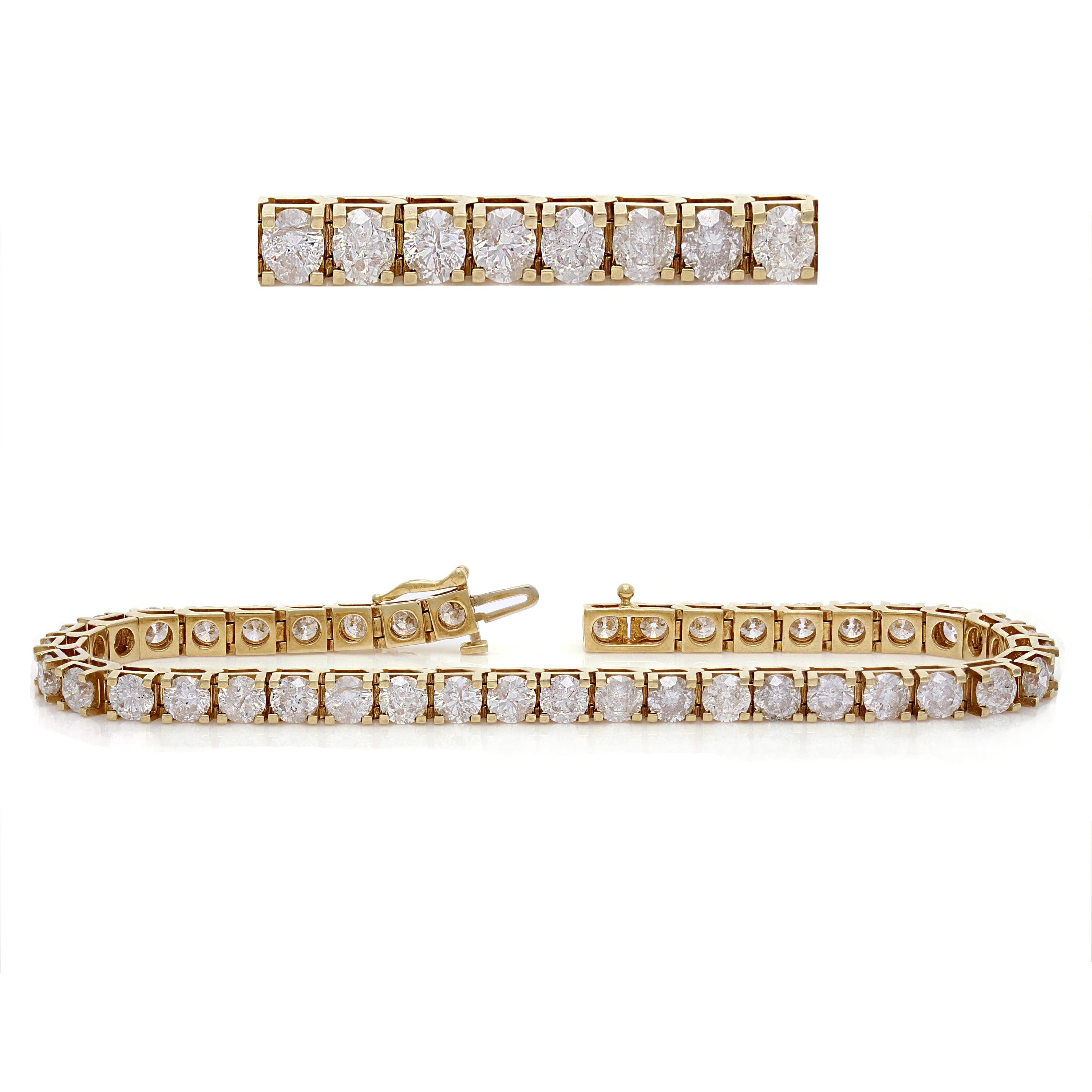 14k Yellow Gold 13.73ctw Diamond Luxury Tennis Bracelet 8"