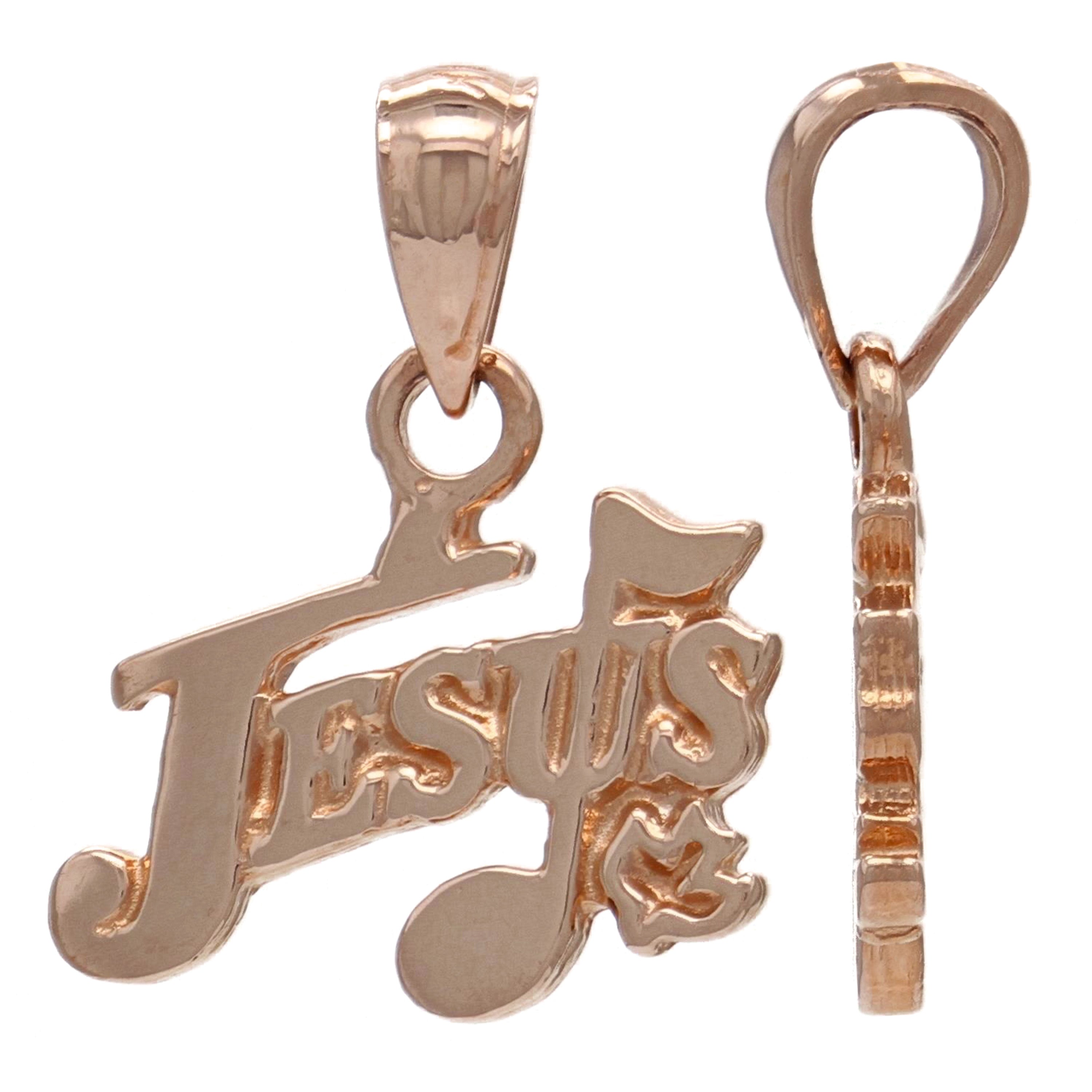 14k Rose Gold Dove Jesus Music Note Charm Pendant 1.8 grams - Rose
