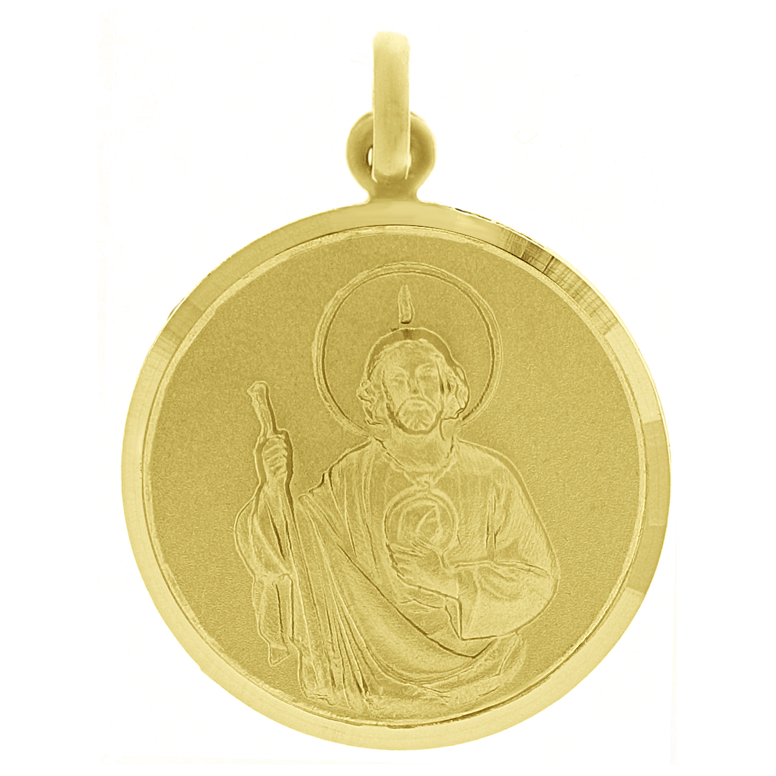 Italian 14k Yellow Gold Saint Jude Religious Charm Medal Pendant 1.2" 3.5 grams