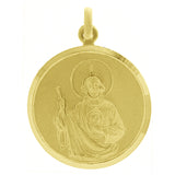 Italian 14k Yellow Gold Saint Jude Religious Charm Medal Pendant 1.2" 3.5 grams