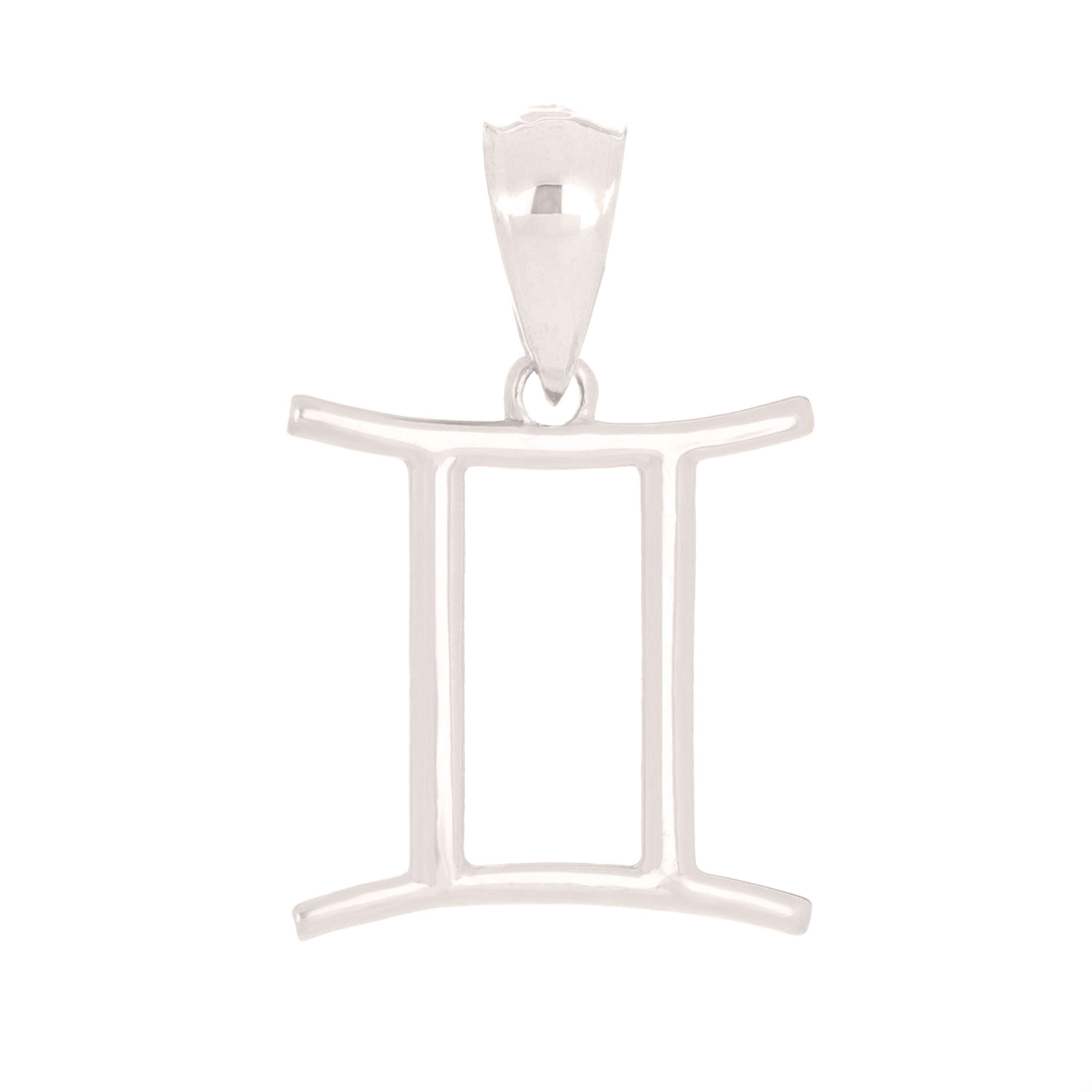 14k White Gold Gemini Zodiac Sign Charm Pendant - Gemini,White