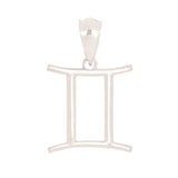 14k White Gold Gemini Zodiac Sign Charm Pendant - Gemini,White